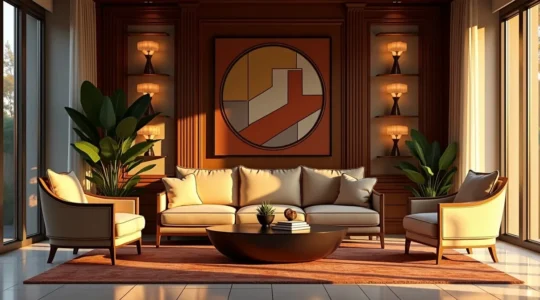 Intérieur élégant avec meuble Art déco comme pièce maîtresse dans un salon sophistiqué