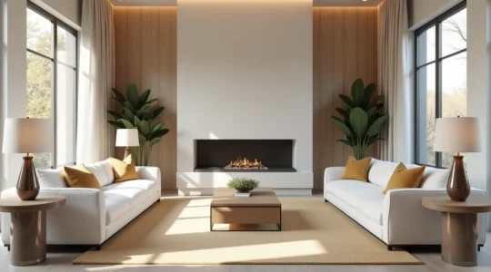 Intérieur élégant et ordonné avec une symétrie parfaite dans la décoration et l'ameublement