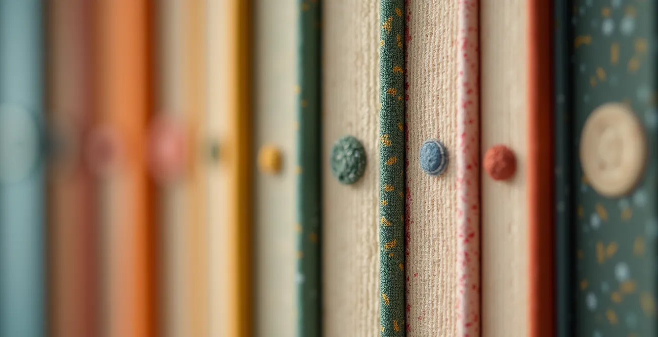 Vue rapprochée de livres pour enfants organisés par thèmes sur une étagère.